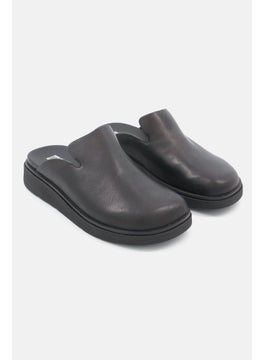 Buy Women Slip On Leather Clogs, Black in Saudi Arabia