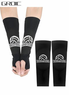 Buy 1 Pair Volleyball Arm Sleeves Youth Padded Forearm Sleeves Passing Hitting Forearm Sleeves with Protection Pads and Thumb Hole Padded Volleyball Sleeves in UAE