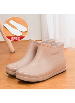 اشتري Wholesale spring and autumn Japanese fashion rain shoes adult short tube water shoes non-slip wear-resistant womens boots warm outer wear water boots overshoesKhaki Khaki في السعودية