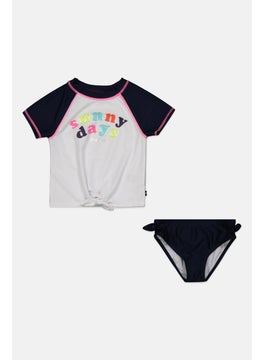 اشتري Kids Girl 2 Pcs Graphic Swimwear Top And Solid Swimwear Brief, Navy Combo في الامارات