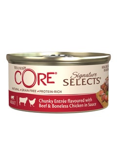 Buy Core Signature Selects Chunky Entree Flavoured with Beef & Boneless Chicken in Sauce for Adult Cats 79 g in UAE