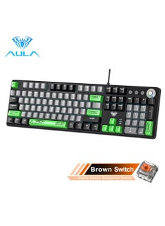 Buy Mechanical Gaming Keyboard NKRO with Wrist Rest RGB Backlit Volume/Lighting Control Knob Fully Programmable 108-Keys Anti-Ghosting Wired Computer Keyboards for Office/Games, Brown Switch in UAE