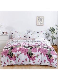 Buy 6-Piece Double Size Duvet Cover Set|1 Duvet Cover + 1 Flat Sheet + 4 Pillow Cases|Microfibre|VIOLA in UAE