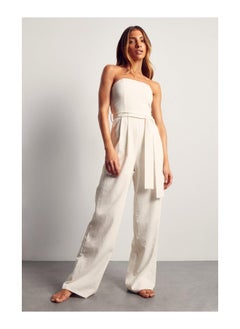 اشتري Linen Bardot Wide Leg Jumpsuit في السعودية