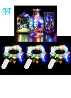 Buy 3-Pack Fairy String Lights with Battery and Flexible Copper Wire 2Mtr Mini 20 LEDs Multicolor LED Strip for Christmas EID Ramadan Dewali Decoration Firefly LED Single Mode Battery Box Button ON OFF in UAE