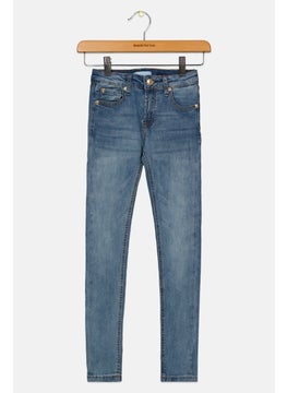 اشتري Kids Girl Skinny Washed Stretchable Jeans, Aquarius Blue في الامارات