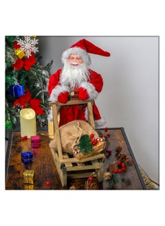 اشتري Christmas Santa Claus holding Wooden Sleigh Figurine في الامارات