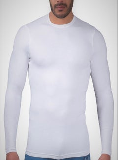 Buy Masters Men Undershirt Round Neck Long Sleeves Cotton Stretch - White in Egypt