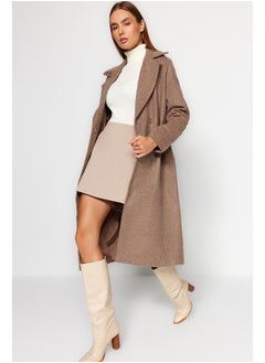 Buy Mink Oversize Wide Cut Long Wool Cachet Coat TWOAW21KB0038 in Egypt