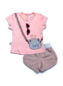 اشتري Baby set with Print T-Shirt And Shorts Purple في مصر
