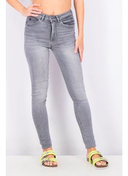 اشتري Women Skinny Fit Plain Stretchable Denim, Wash Grey في السعودية