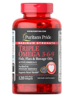 Buy Maximum Strength Triple Omega 3-6-9 Fish, Flax & Borage Oils 120 Softgels in Egypt