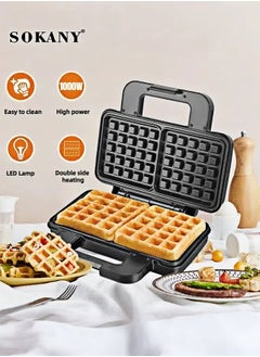 Buy Electric Waffle Maker,2-Slice Non-Stick Square Waffle Maker,Double-Sided Heating Indicator Lights Cool Touch Handle Anti-skid Feet,1000W,SK-BBQ-225 in Saudi Arabia