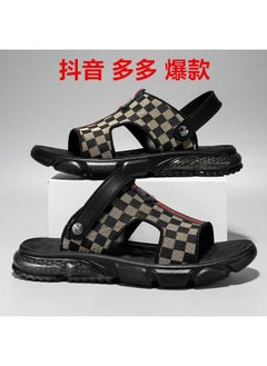 Buy Sandals Men's Outer Wear New Summer Sports Driving Non-slip Casual Beach Rome Dual-use Leather Slippers in Saudi Arabia