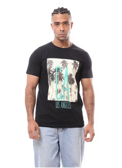 Buy Short Sleeves Printed Black Summer Tee in Egypt