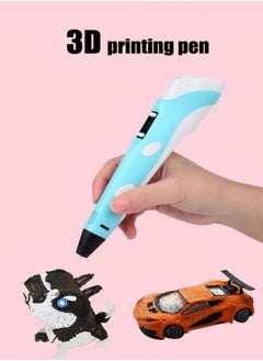 اشتري 3d Printing Pen With Display Print Paper Painting Graffiti Template 3d Pen Children's Diy Gift 3d Pen Pla 3d Printing Pen Graffiti Art Process Drawing Blue في السعودية