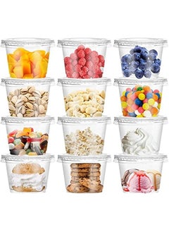 Buy 50 Pack of 8 Ounce Disposable Plastic Cups with Clear Lids for Drinks, Yogurt, Parfaits, Soups, Snacks, Salads, and Fruits in Saudi Arabia