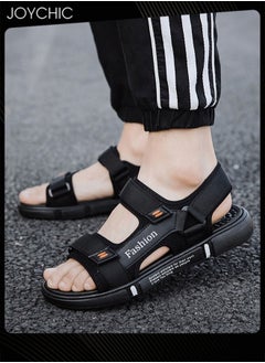 Buy Men's Trendy Outdoor Personalized Sandals Household Anti-slip Summer Beach Sandals Black in Saudi Arabia