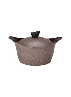 Buy Brown granite pot with lid, 26 cm, 5.4 litres in Saudi Arabia