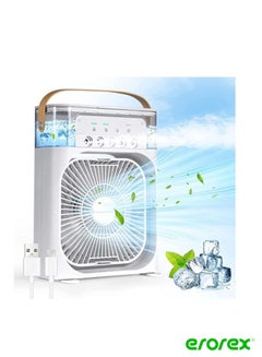 Buy Portable Air Conditioner Fan 3 in 1 600ML Water Tank Desk Cooler Fan Personal Evaporative Air Cooler 1 2 3 H Timer USB Desk AC Cooling Fan with 7 Color LED Light 5 Spray 3 Wind Speeds Mode in Saudi Arabia