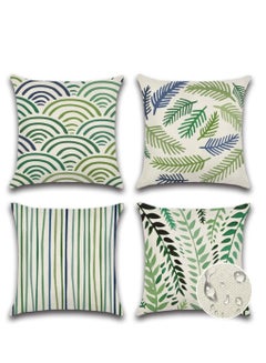 Buy Outdoor Decorative Cushion Covers 45x45 cm Waterproof Pillow Covers Tropical Leaf Outdoor Cushions Patio Garden Geometric Pillowcases for Bench Sofa Home Decor Set of 4 in Saudi Arabia