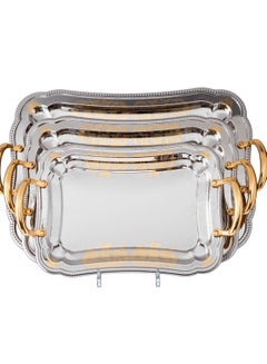 Buy Set of 3 silver metal trays of different sizes in Saudi Arabia