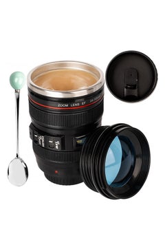 اشتري Camera Lens Coffee Mug,Travel Coffee Cup,Stainless Steel Lens Mug Thermos Camera Lens Mug with Lid and Spoon,Cool Gifts for Photographers Men and Women في الامارات