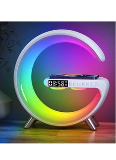 Buy Smart Bluetooth Speaker Wireless Phone Charger LED Light, Multifunctional RGB Night Light and Charging Station, Smart Sounder Alarm Clock for Bedroom Smart Desk Lamp Control with App in UAE