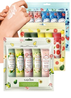 Buy Hand cream set consisting of 3 sachets of 5 pieces, with extracts of fruits, colorful flowers and plants, to moisturize hands, 450 grams in Saudi Arabia