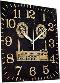 Buy Solo c53 islamic designed glass analog wall clock, black and gold - 30 cm in Egypt