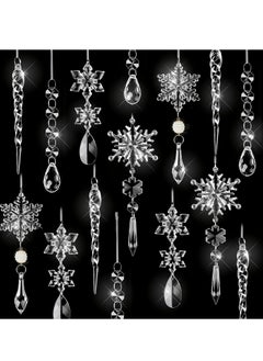 Buy KASTWAVE Christmas Ornaments Crystal Tree Decorations, 20Pcs Acrylic Clear Hanging Crystal, Hanging Acrylic Snowflake and Icicle Ornaments for Centerpieces for Xmas Wedding Party Home Decor in UAE