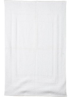 Buy 100% Cotton Terry Ring Spun Bath Mat-850gsm,50x80cm Quick-Dry, Highly Absorbent, Soft, White Color -1pc in Saudi Arabia