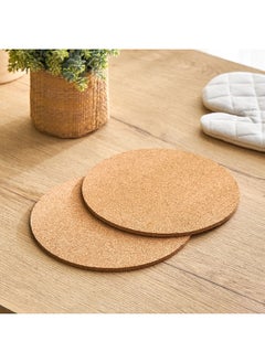 Buy Liam 2-Piece Round Cork Trivet Set 19 x 19 cm in UAE