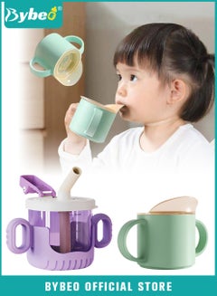 Buy 2PCS Baby Sippy Cup with Straw, Silicone Straw Cup + Trainer Cup with Deflector Cap for Boys Girls Child Drinking Water, Spill Proof Sippy Cups with Double Handles for Easy Grip, 150ml+300ml in Saudi Arabia