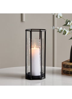 Buy Verve Metal Hurricane Candleholder with Glass 18 x 28.5 x 18 cm in UAE