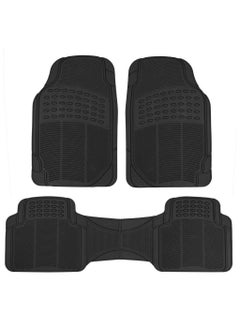 اشتري 3 PCS Floor Mats for Cars Trucks SUV, All-Weather Car Mats with Universal Fit Design, Durable Car Floor Mats with Capture Ridges, Waterproof Rubber Floor Mats for Cars في السعودية