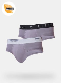 Buy Pack of 2 - Solid Briefs with Brand Icon Waistband in Saudi Arabia