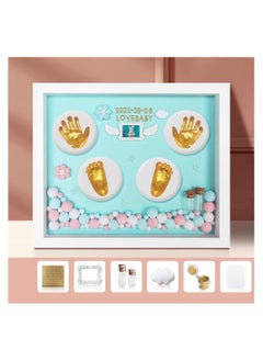 اشتري Baby Footprint Kit, Baby Handprint Footprint Keepsake Kit, Gifts Photo Album Decorations Handprint Memorial Set, Unique Ornament for for Baby Boy Girl, Baby Nursery Memory Art Kit Frames(BLUE) في السعودية