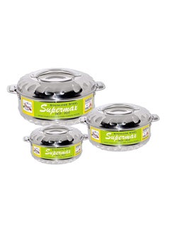 اشتري 3-Piece Hot-Pot Stainless Steel Casserole Set 5.0, 7.5, 10 L في السعودية