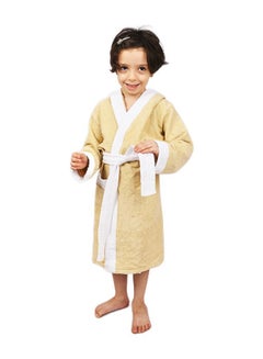 Buy Multi Size Hooded Baby Bath Robe Beige/White in Saudi Arabia