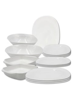 اشتري Danny home 16 pcs Kitchen Dining Opalware Glass Dining plate Dessert plate Desser plate Soup plate Salad bowl في الامارات