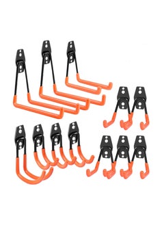 اشتري Garage Hooks, 12 Packs Steel Garage Storage Hooks, Heavy Duty Wall Mount Utility Hooks, Organizer for Power Tools with Anti-Slip Coating, Garden Yard Tool Organizer for Garage (Black) في السعودية