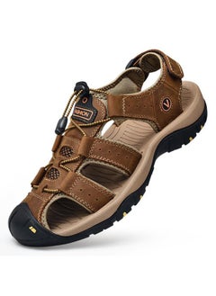 اشتري Summer Plus Size Men's Outdoor Sports Baotou Genuine Leather Sandals Casual Kick-proof Rubber Sole Beach Shoes في السعودية