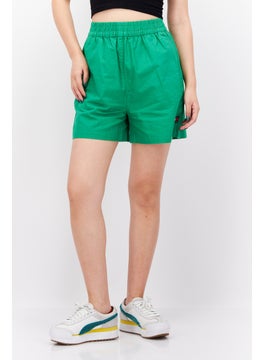 اشتري Women Brand Logo Basic Shorts, Green في الامارات