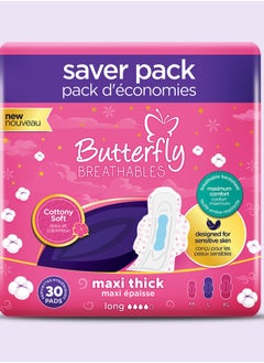 Buy Premium Comfort Trio: Butterfly Maxi Cottony Large - 30 Pack in UAE