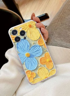 Buy Protective cover and cover for the iPhone 14 Pro Max anti-shock and anti-scratches distinctive and cute back cover with flower print design in Saudi Arabia