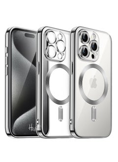 Buy iPhone 15 Pro Max Case Electroplated Magnetic Case Support Wireless Charging Transparent Camera Lens Protector Shockproof iPhone 15 Pro Max Magsafe Cover 6.7 Inch in UAE