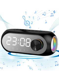 Buy Portable Bluetooth Speakers, Wireless Stereo Pairing Bluetooth Speaker, Mirror LED Display with Hands-Free Playback, Portable Design, Small Speaker for Travel, Outdoors(Black) in Saudi Arabia