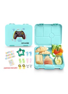 Buy 6 Compartment Bento Lunch Box With Sandwich Cutter Set - Playstation Green in UAE