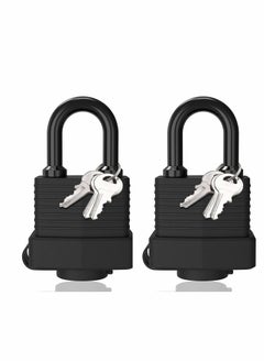 Buy Padlock with 3 Keys, 2Pcs Key Padlock Weatherproof Outdoor, Waterproof Lock 30mm Heavy Duty Padlocks Anti-Cut, Laminated Steel for Gym Locker, Garage, Fence, Shed, Yard in Saudi Arabia